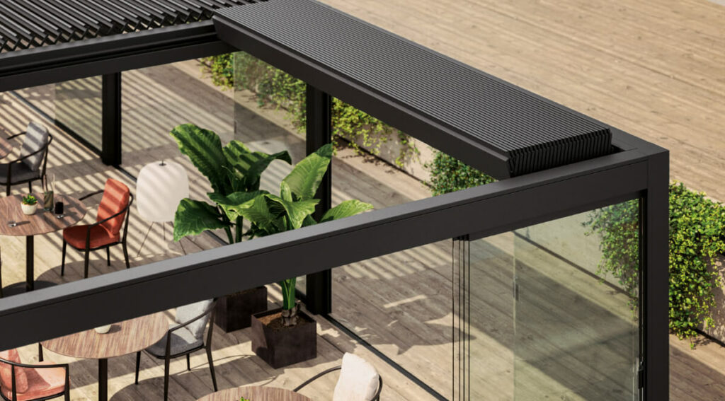 pergola noire ouverte