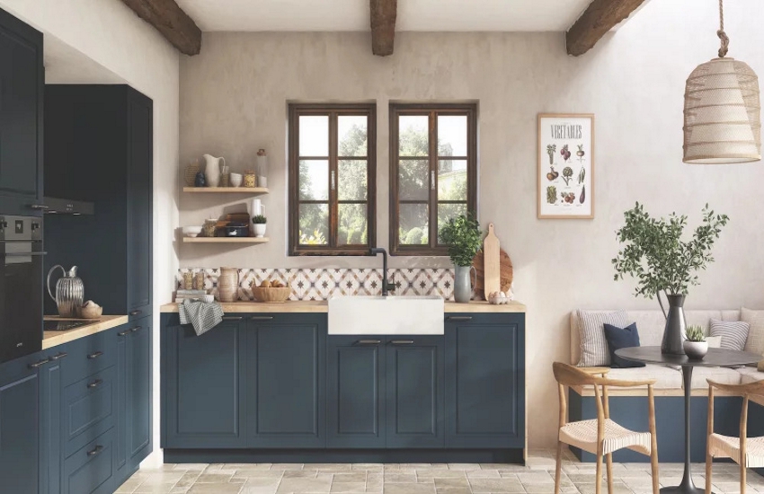 cuisine bleue style rustique chic