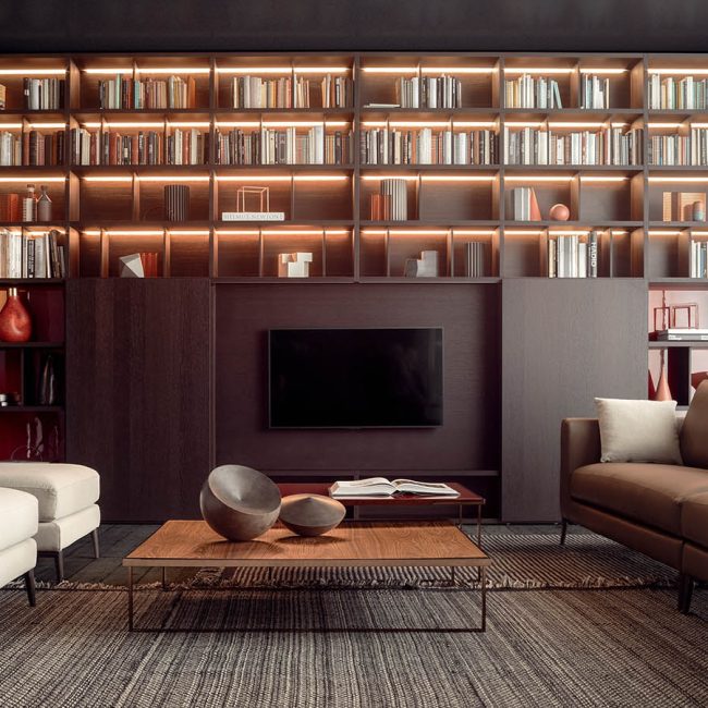 bibliothèque de salon en bois